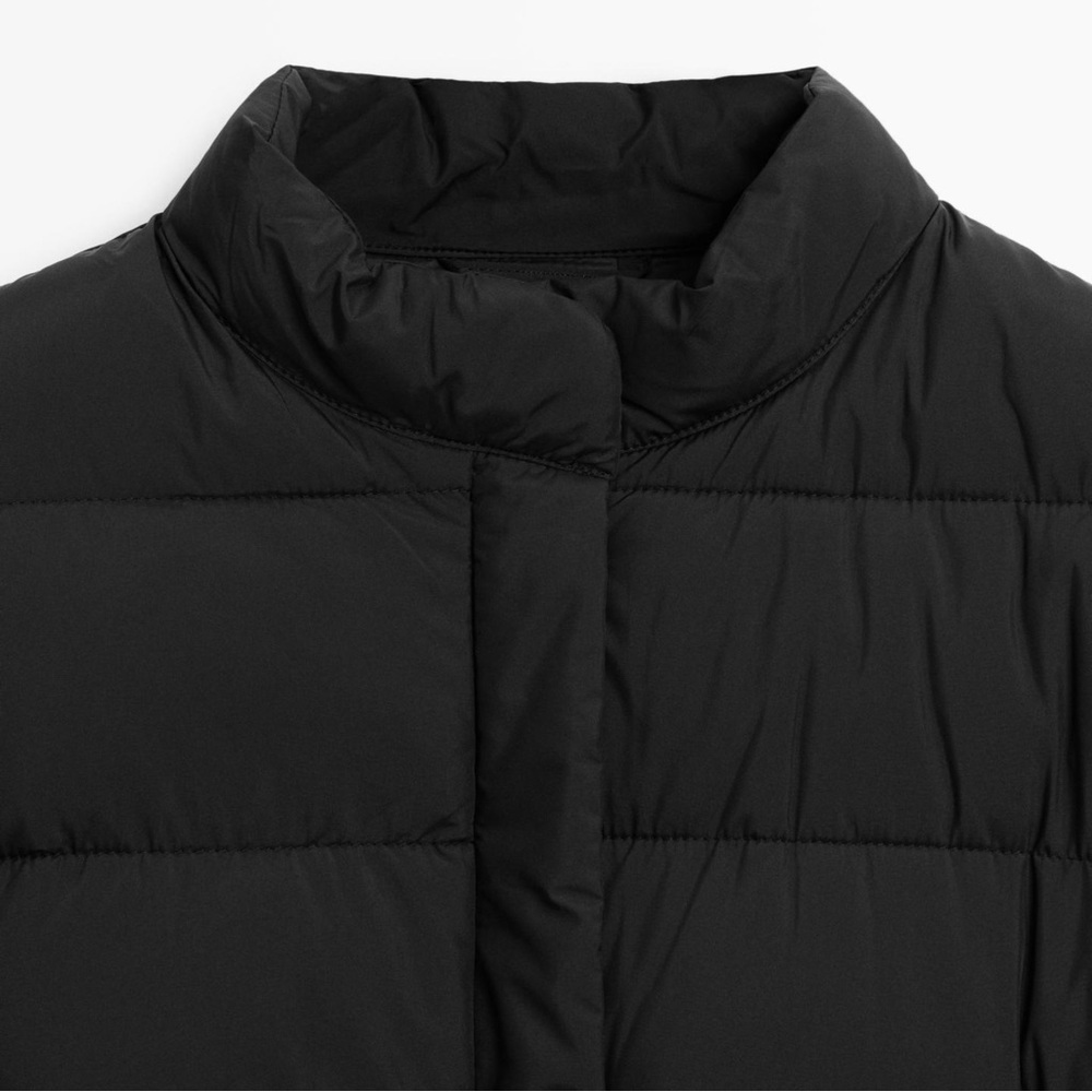 Massimo Dutti Black Water-Repellent Puffer Jacket Size S Drawstring Waist - Picture 13 of 16